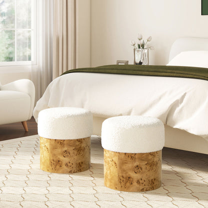 Nebula - Round Upholstered Ottoman - White