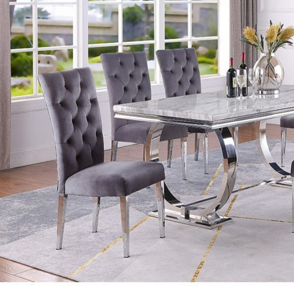 Modern Upholstered Tufted Dining Chair (Set of 2)