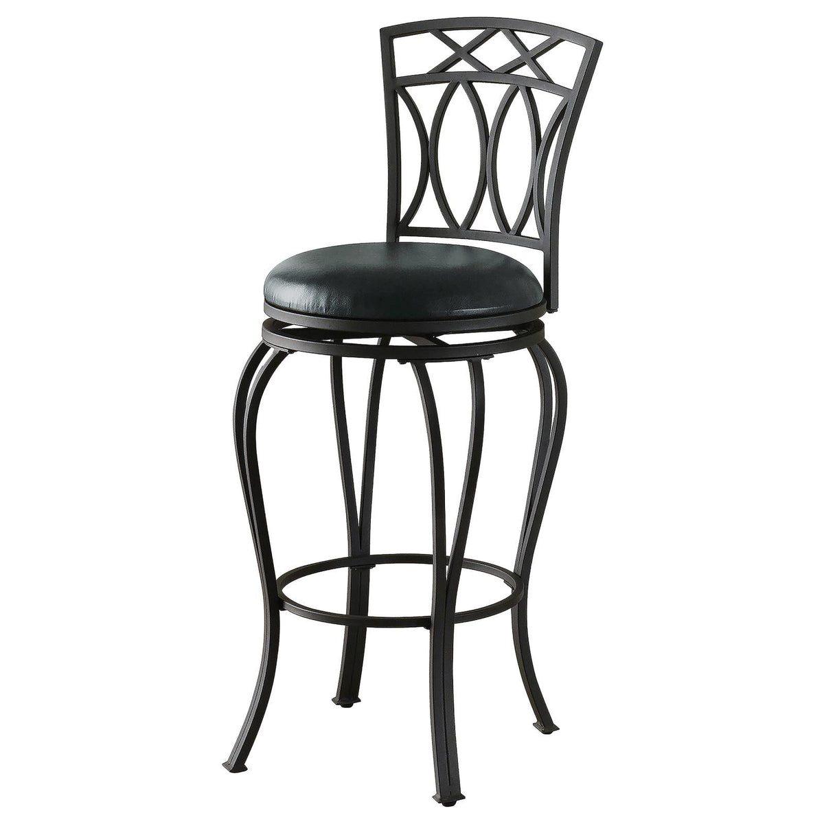 Swivel Bar Stool With Upholstered Seat - Black