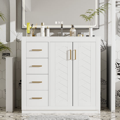 Bathroom Vanity With Sink Combo, Storage Cabinet, Freestanding Set With 3 Drawers & Soft Closing Doors