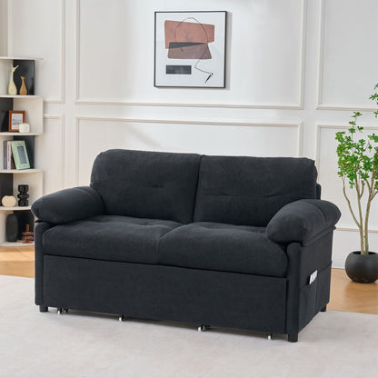 Convertible Pull Out Sofa Bed Queen Size, 3 In 1 With Side Storage