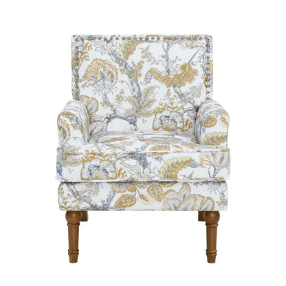 Floral Accent Armchair With Nailhead Trim