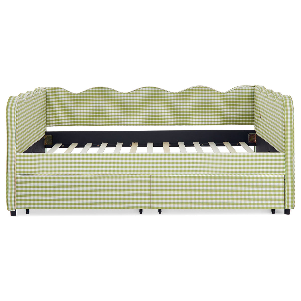 Gingham Daybed & USB Charging Port, Wave-Shaped Design