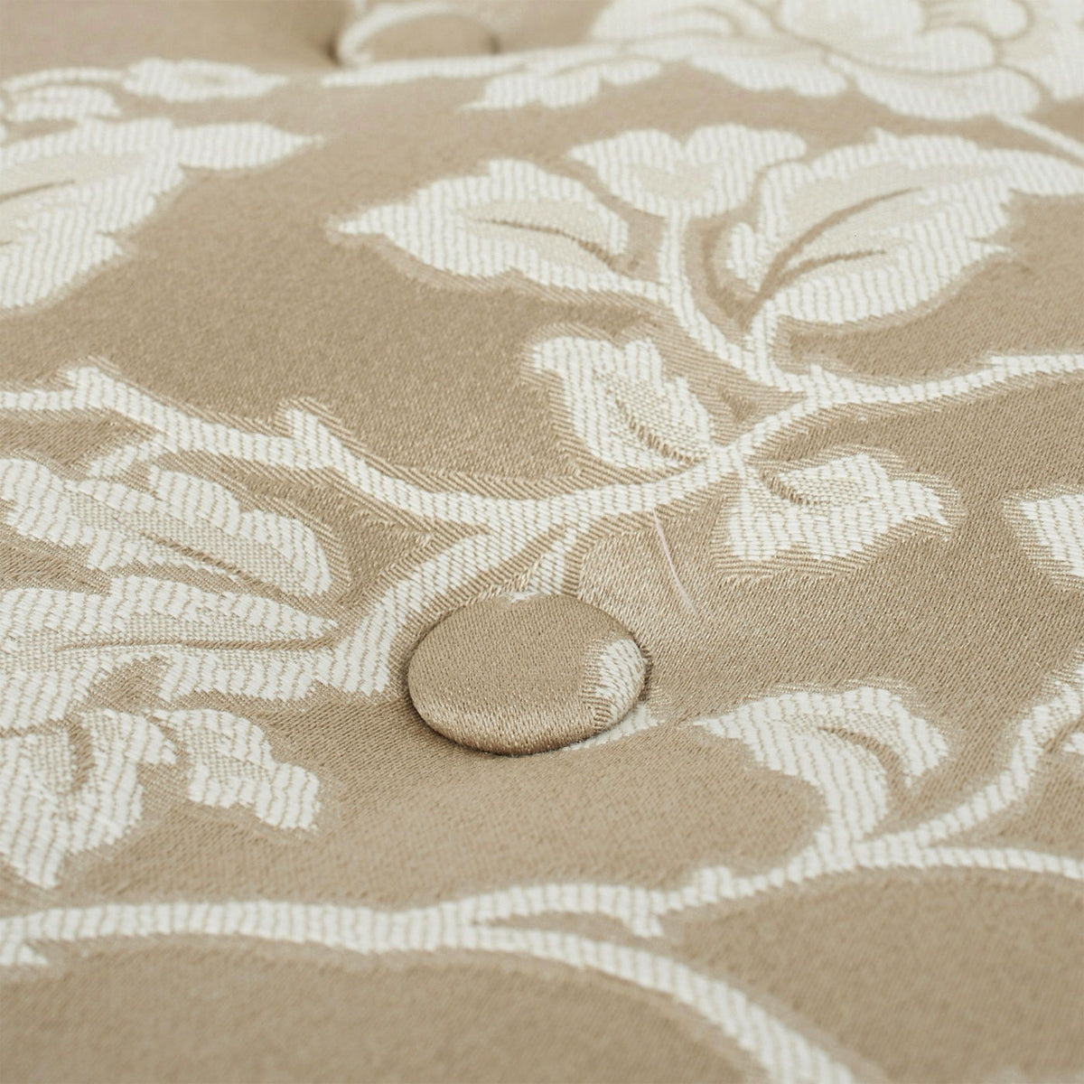 Yolanda - Floral Round Upholstered Accent Ottoman - Beige