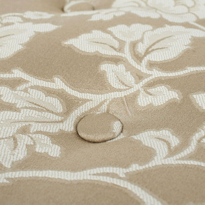 Yolanda - Floral Round Upholstered Accent Ottoman - Beige