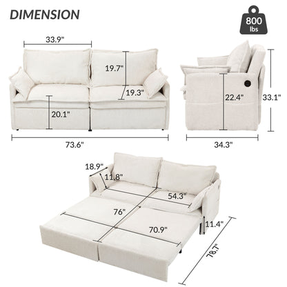 Pull Out Sofa Bed, Convertible Sleeper Sofa Couch, Side Storage, And USB / C - Type Charging Ports Chair