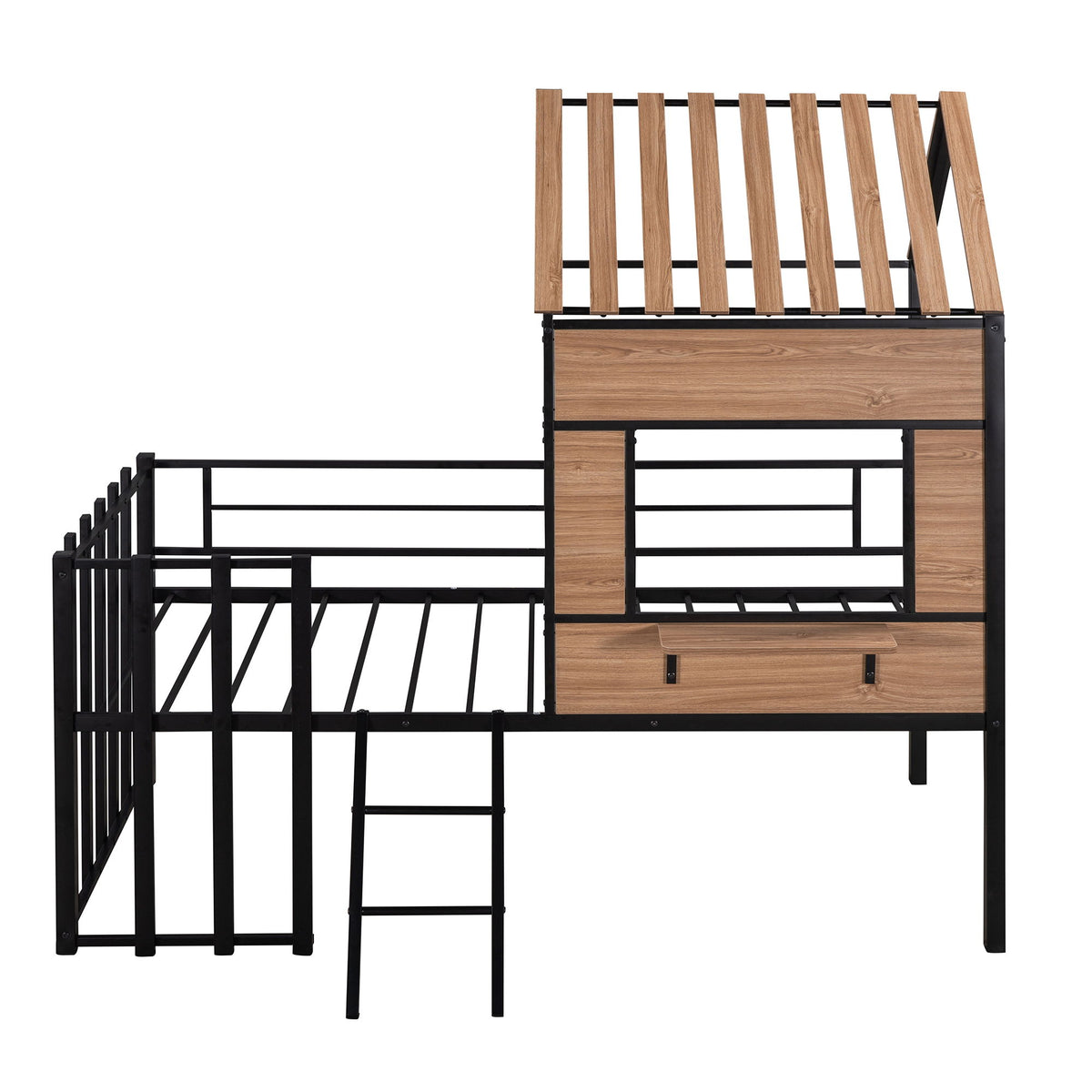 Loft Bed With Roof, Window, Guardrail, Ladder