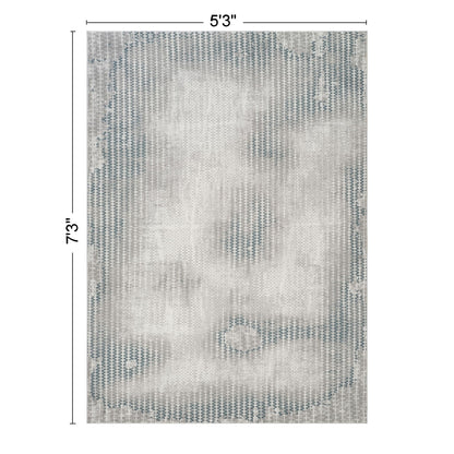 Geometrix - 5'3" X 7'3" Area Rug, Geometric 3D Effect - Ivory / Gray