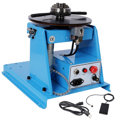 Portable Rotary Welding Positioner With 3 Jaw Lathe Chuck, 0 - 90° Turntable - Blue
