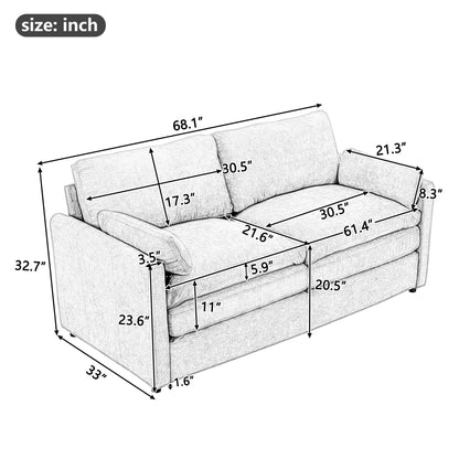 Cozy Upholstered Cushion Loveseat Sofa For Living Room