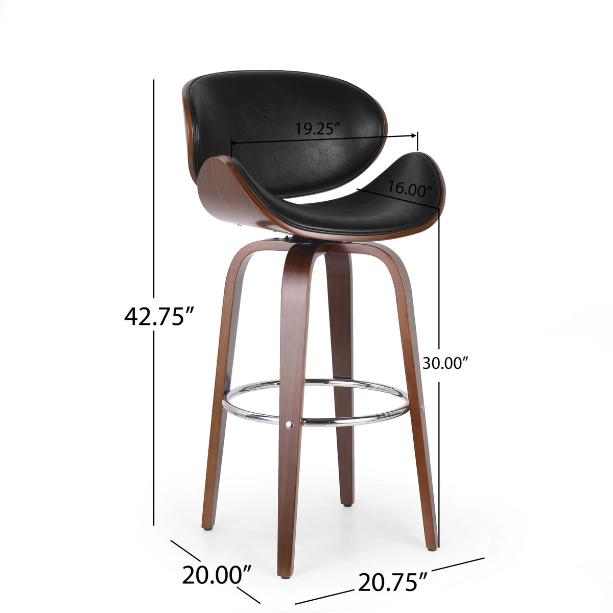 Lumos - Mid Century Modern Upholstered Swivel Barstool