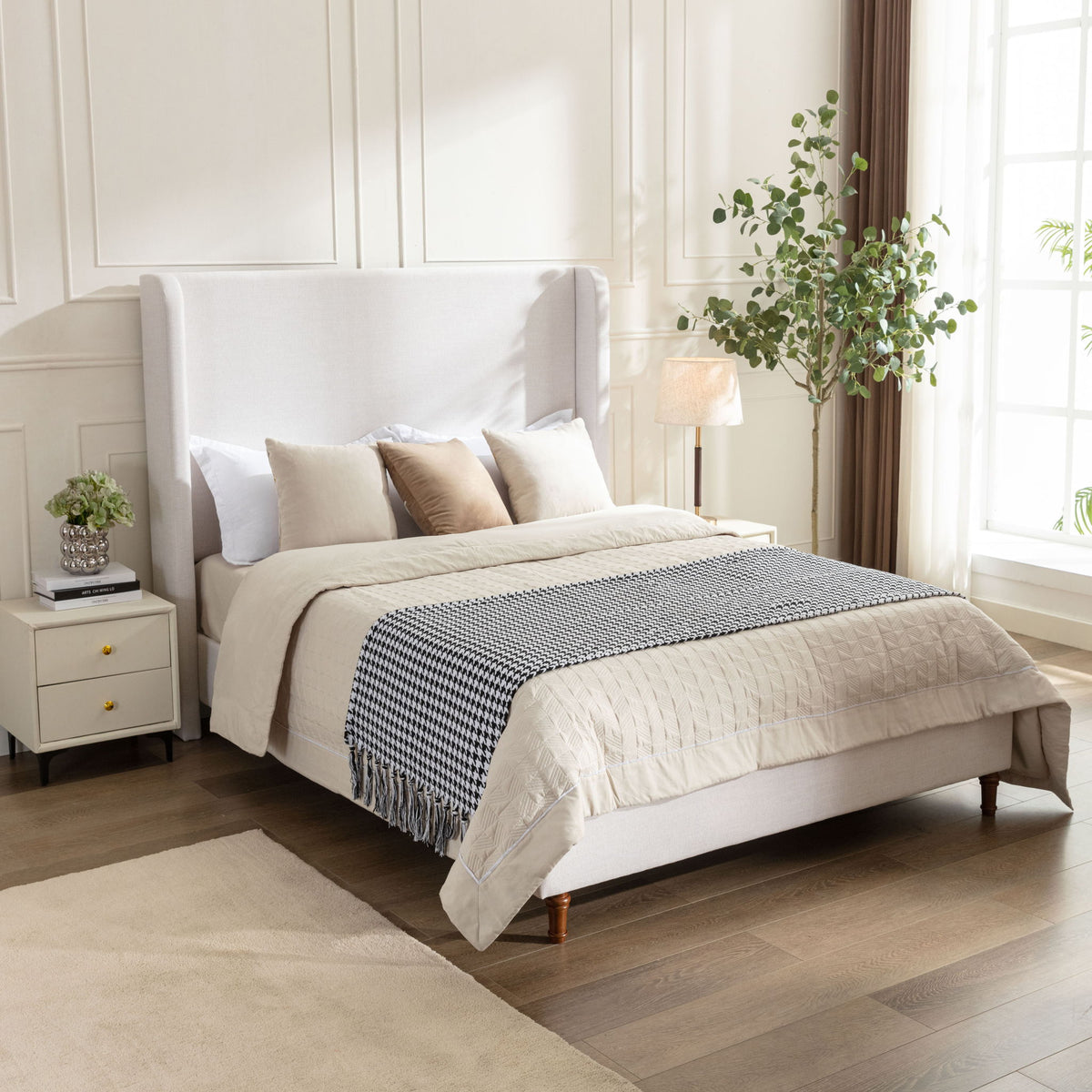 Harper - Tall Headboard Upholstered Bed / High Headboard / Elegant Simplicity / No Box Spring Needed