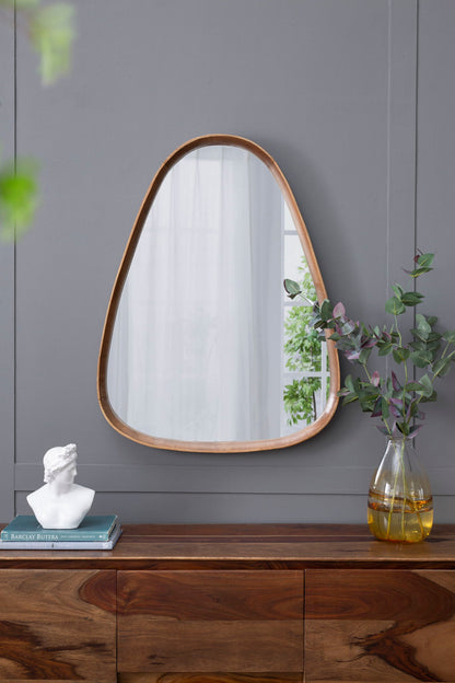 Irrgeular Mirror With Frame, Wall Mirror For Living Room Bathroom Entryway - Brown