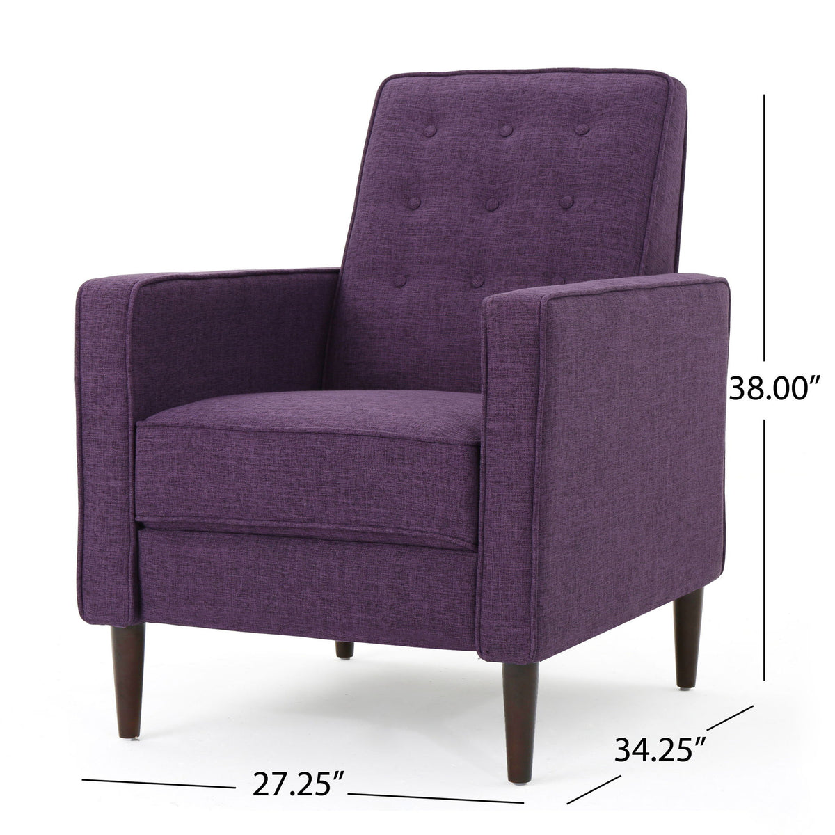 Mid-Century Modern Recliner With Button Tufted Waffle Stitch