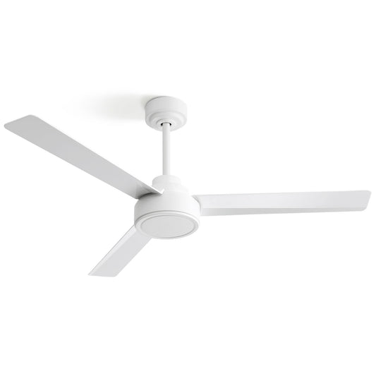 52" Ceiling Fan With Remote Control, 3 Blades, DC Motor, 6 Speed Reversible For Living Room - White