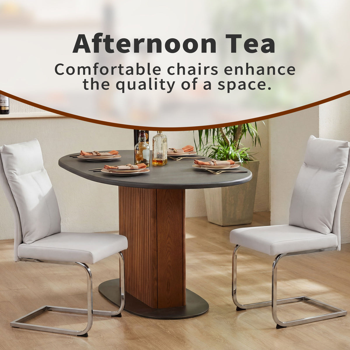 Modern Dining Chair SetWith Soft Cushion Backrest (2 Pieces)