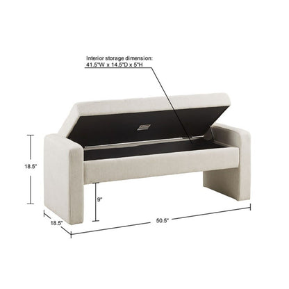 Elegant Soft Close Storage Bench Polyester Upholstery - Cream