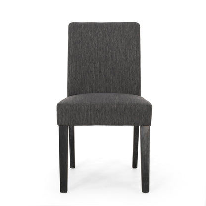 Contemporary Fabric Dining Chair With Upholstered Seating And Tapered Legs - Charcoal