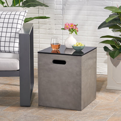 Modern Design Mgo Tank Holder Side Table With Ceramic Top - Black / Gray