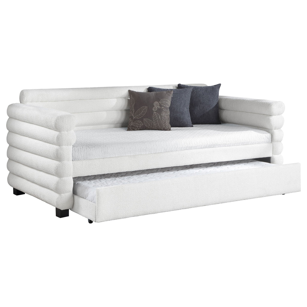 Fandango - Upholstered Twin Day Bed With Trundle - White