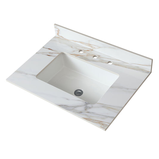 Vanity Top With Undermount Sink And Backsplash, Sintered Stone