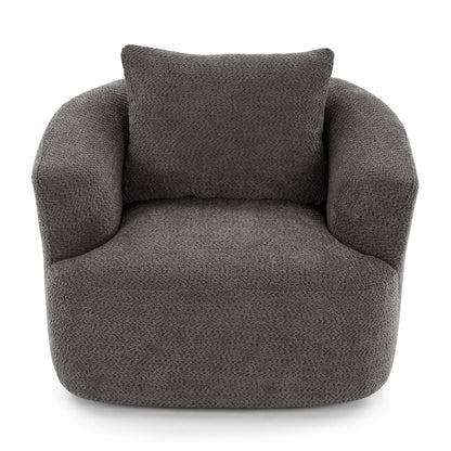 360° Swivel Barrel Sofa Chair With Throw Pillow, Upholstered Accent Chair