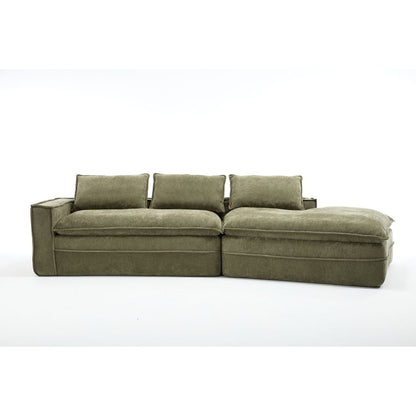 Modern Minimalist Modular Sectional Sofa With Deep Seats And Right Facing Chaise
