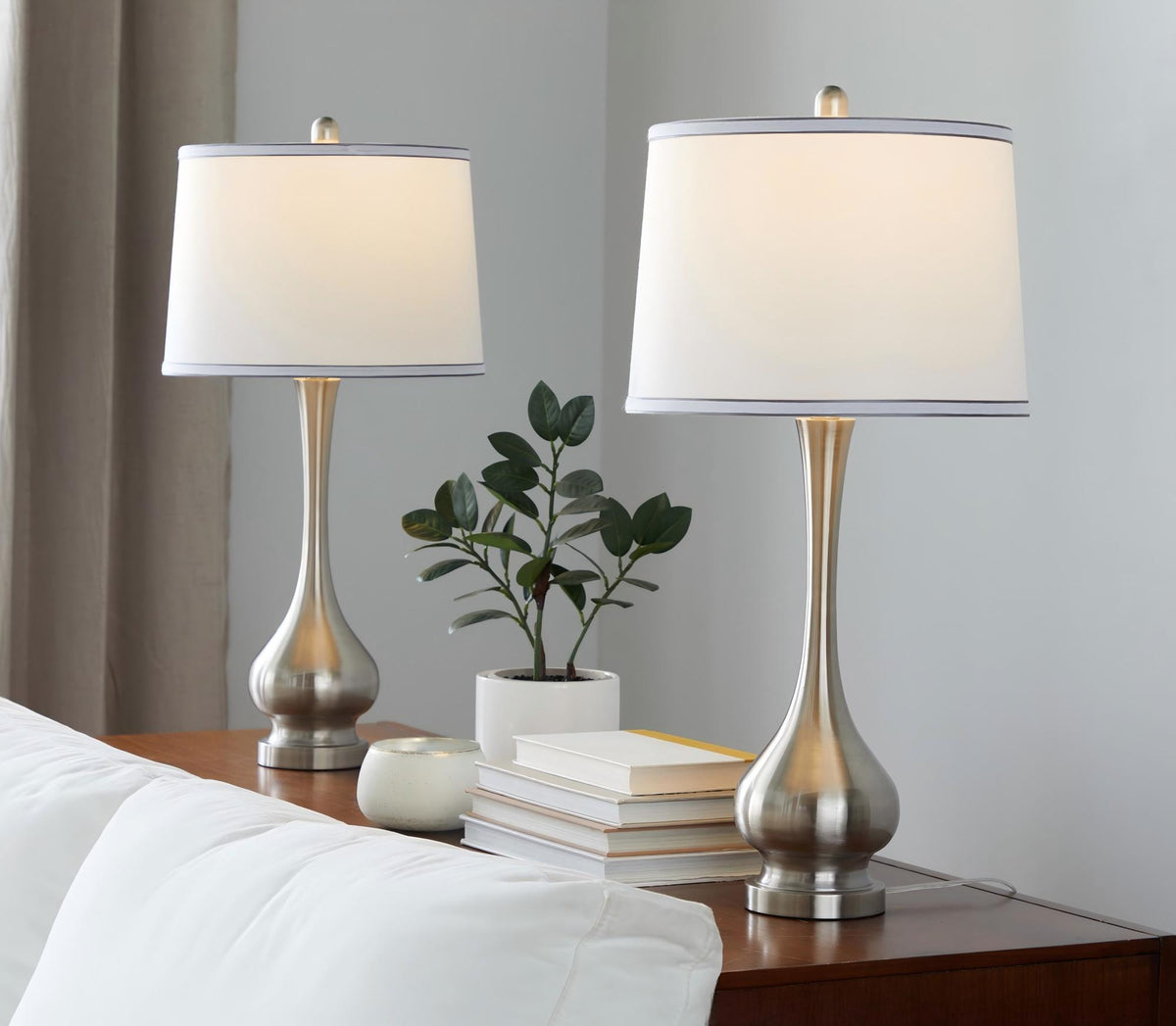 Cairo - Contemporary Table Lamp (Set of 2) - Brushed Nickel