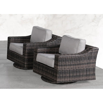 Outdoor Swivel Patio Chair With Cushions (Set of 2) - Brown