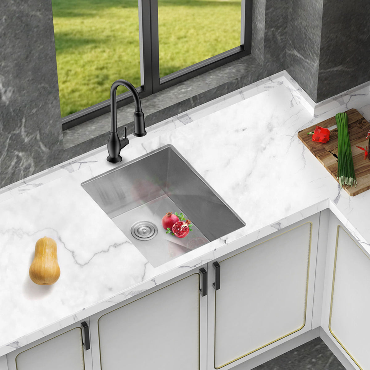 Modern Style Undermount Sink With Stainless Steel, Deep Single Bowl