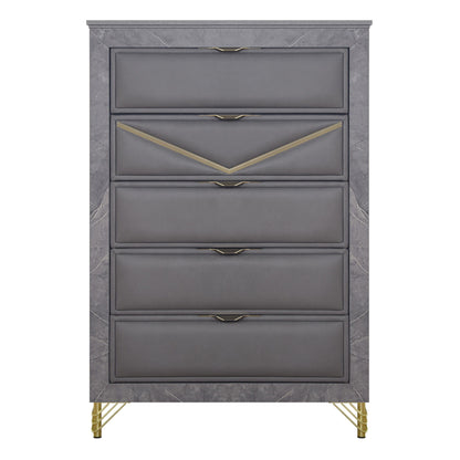 Symmetry - 5 Drawer Chest - Charcoal