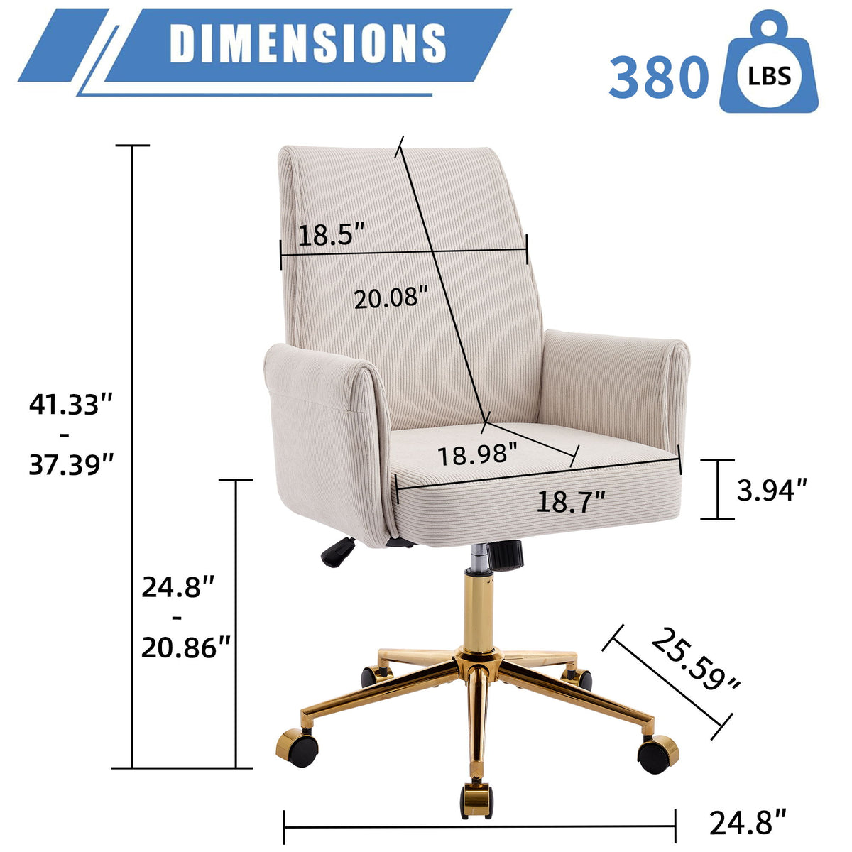 Ergonomic Mid-Back Office Chair With Striped Fabric