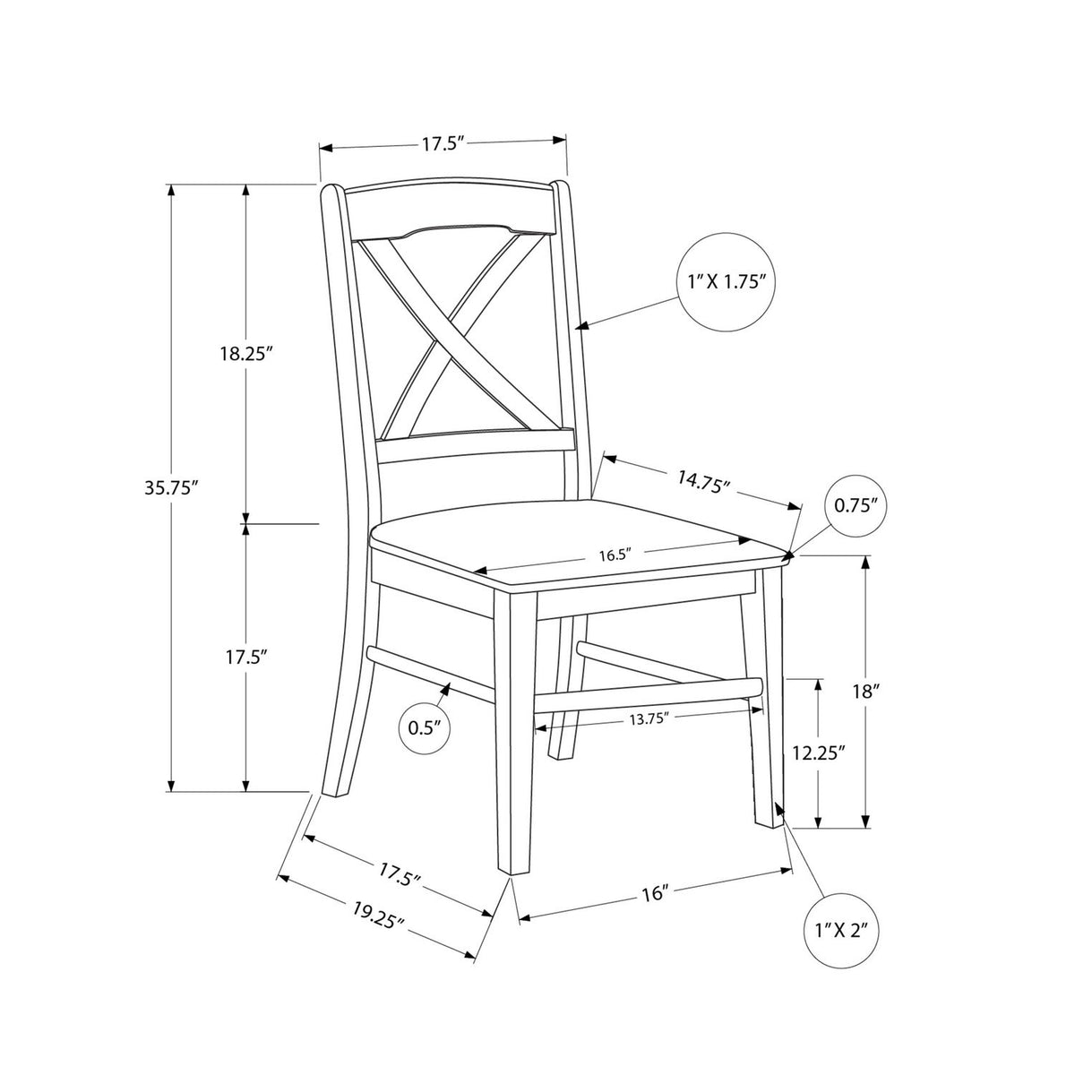 Dining Chair, Side, Dining Room, Transitional (Set of 2)