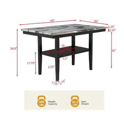 Counter Dining Table With Storage Bottom Shelf For Kitchen - Black