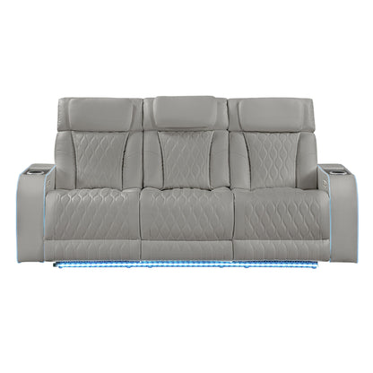 Electra - 3 Piece Power Reclining Sofa, Loveseat And Recliner Set With Power Headrests, Massage And LED Lighting