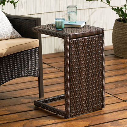 Bucharest - End Table C Shaped Side Table Rattan - Brown