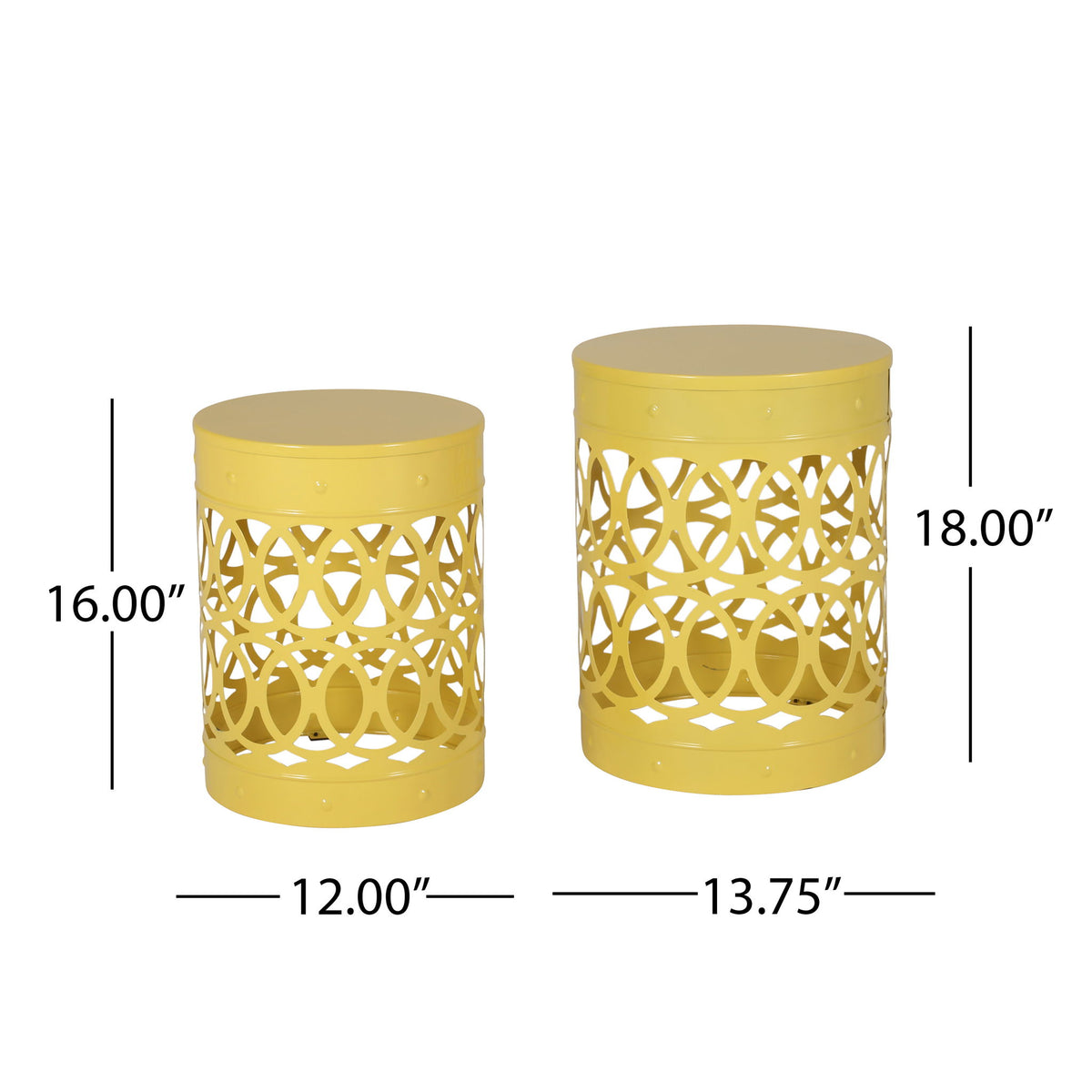 Outdoor Metal (Set of 2) End Table - Yellow