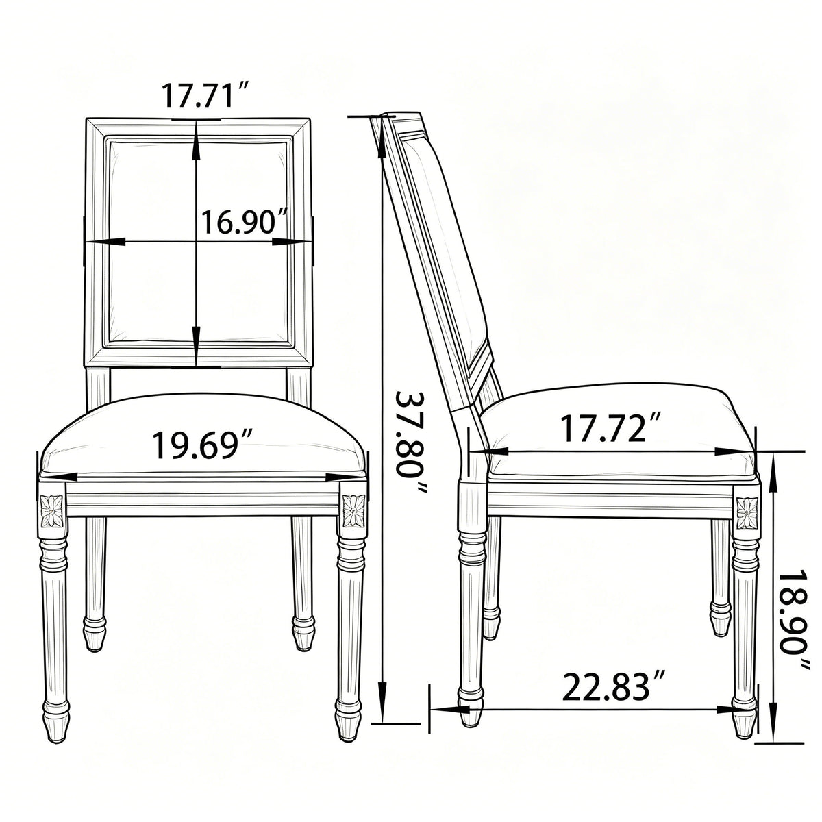 Dining Chairs With Square Back (Set of 2)