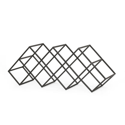 Modern Industrial Tabletop Wine Rack With 7 Bottle Holders - Black
