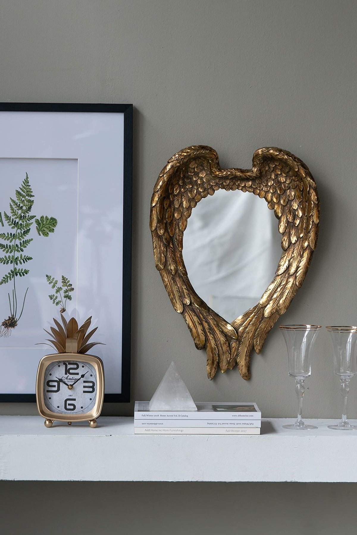 Wing Accent Mirror, Wall Mirror For Living Room - Gold