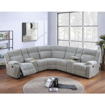 Sectional Sofa Set With Console Cup Holders, 3 Piece Reclining Living Room Couch - Gray Ash