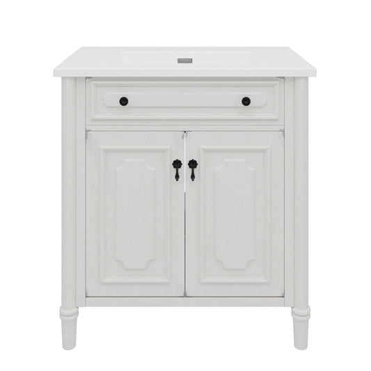 Vintage Bathroom Vanity With Sink, Rustic Cabinet With Soft Close Doors