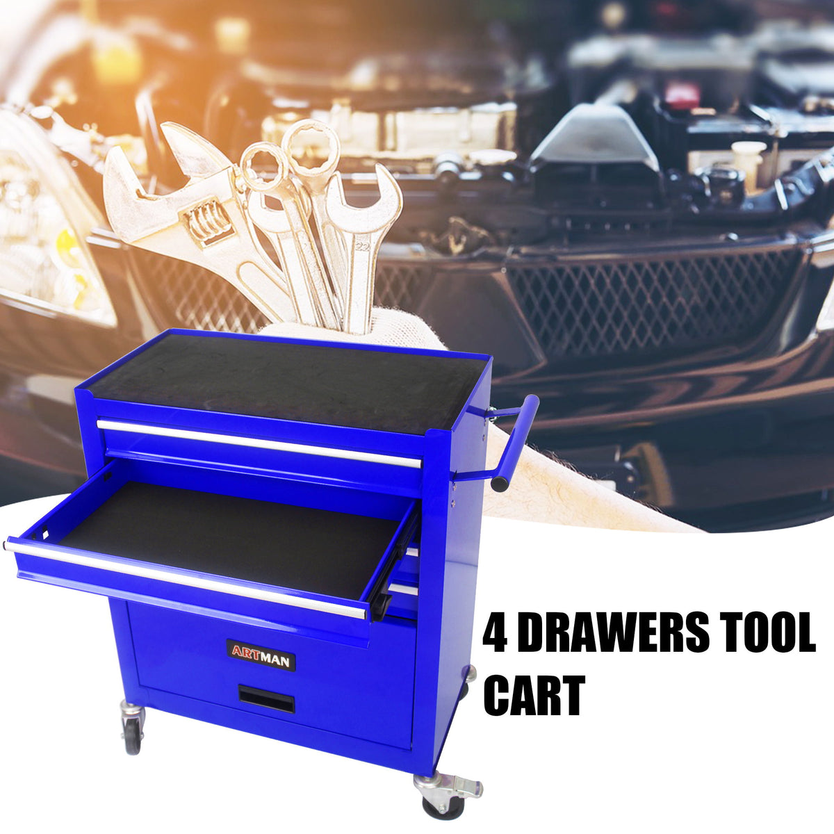 4 Drawers Multifunctional Tool Cart With Wheels