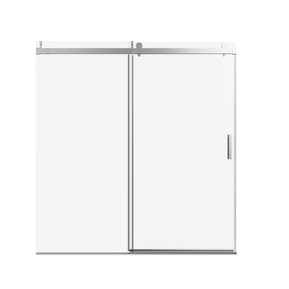 Frameless Sliding Shower Door With Soft Close - Brushed Nickel