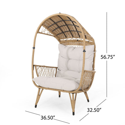 Outdoor Wicker Standing Basket Chair With Cushion - Brown
