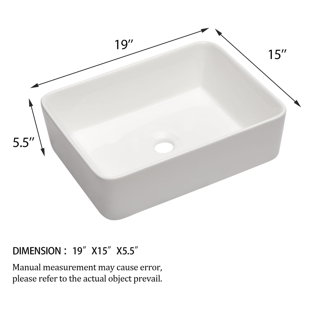 Modern European Design Ceramic Rectangular Vessel Bathroom Sink