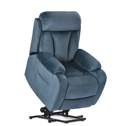 Power Lift Chair Recliner With Remote Control, Electric Reclining Sofa, Fabric Power Recliner For Living Room - Navy Blue