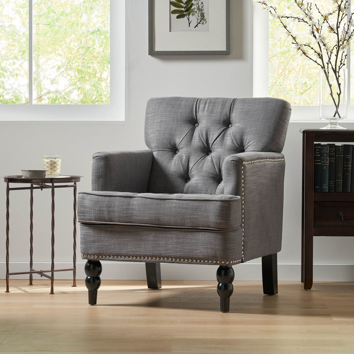 Harrison - Tufted Club Chair With Button Tufted Back And Birch Wood Legs