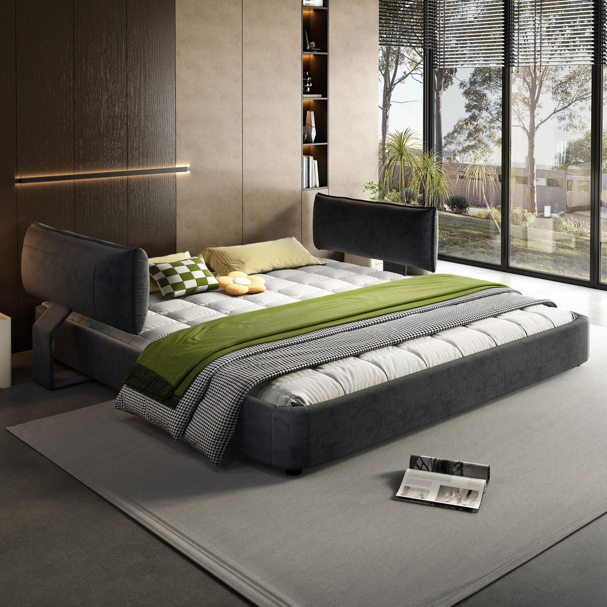 Cloud Bed Frame With Oversized Padded Movable Headboard
