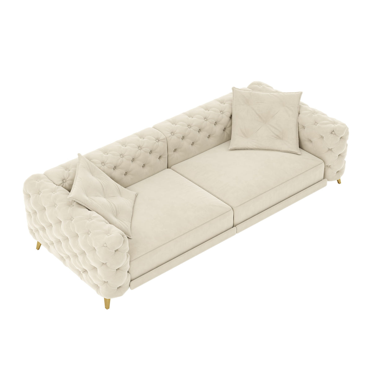 3 In 1 Convertible Sleeper, Deep Seat Pull Out Sofa Bed, Button Tufted